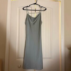 MOTF sea foam green silky, spaghetti strap dress
